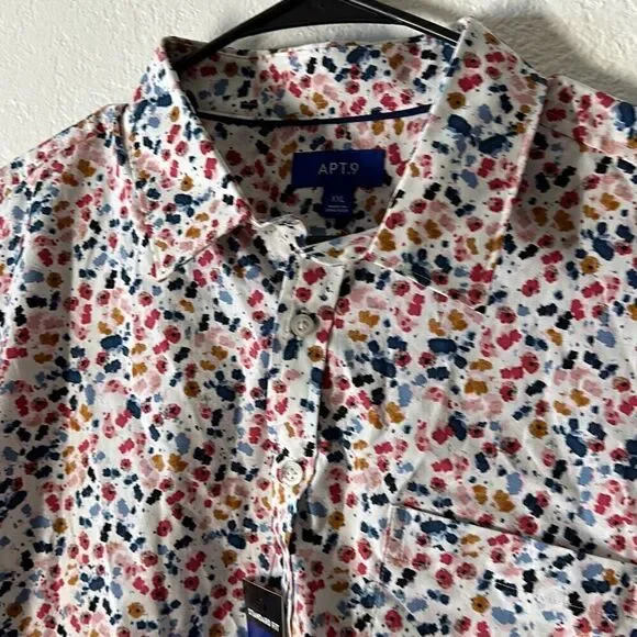 Apt.9 Size XXL MENS pink Blue white button down Shirt NWT - Picture 5 of 6